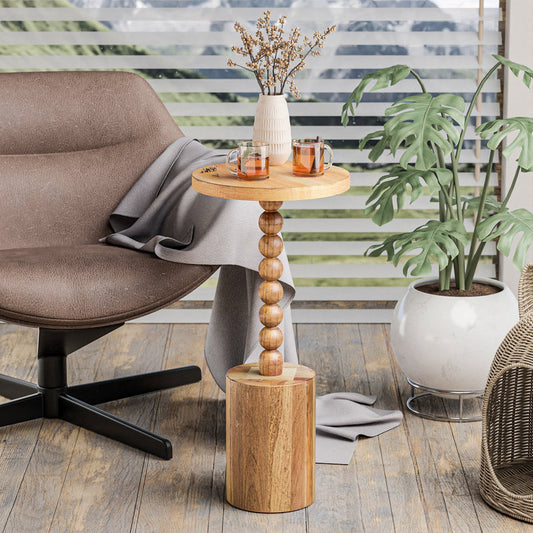 Wooden Round Ribbon End Table