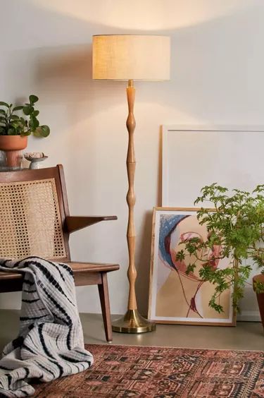 Acacia Long Zimmer Wooden Floor Lamp