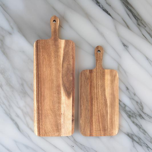 Keekar Brown Acacia Wood Cutting Boards with Handles