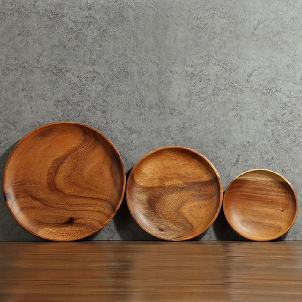 Acacia Wood Plates Set