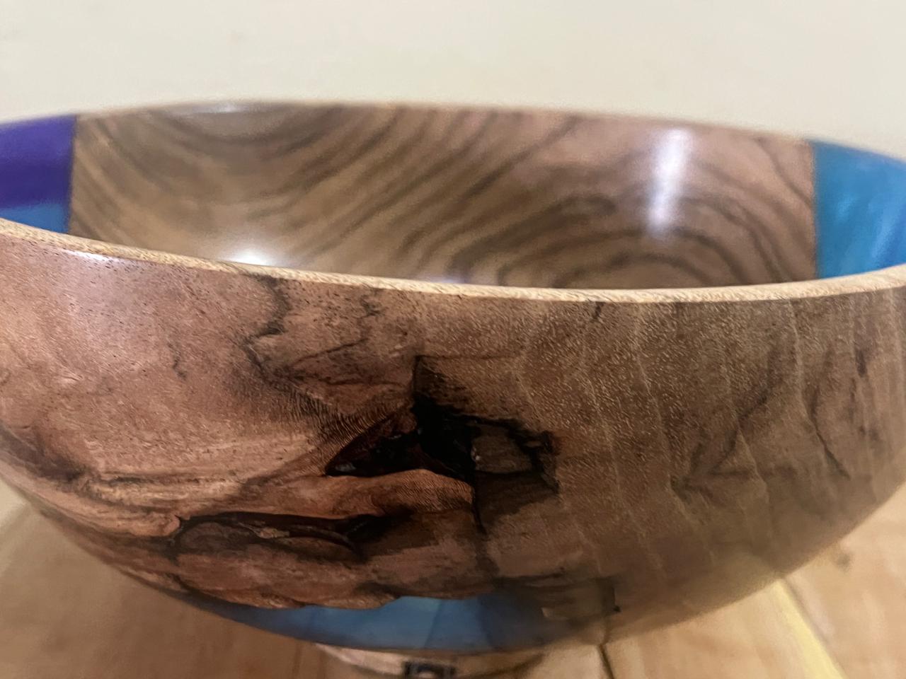 Large Wooden Epoxy Resin Bowl 12 Inch