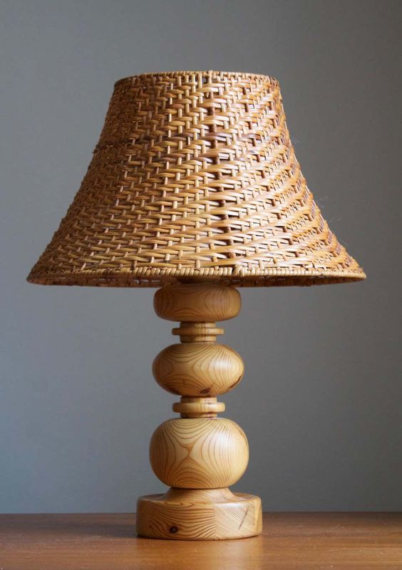 Wood Cane Table Lamp